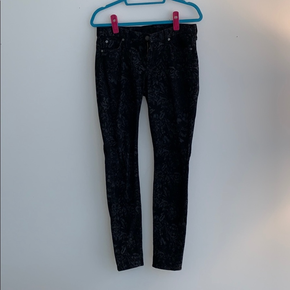 7 for all Mankind black/gray floral printed jeans